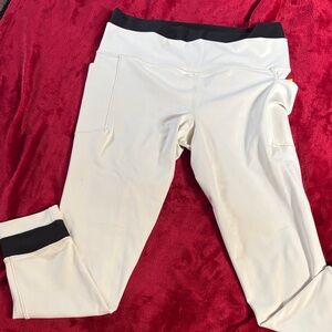 Athleta Women's White Leggings with Black Accents Size L
